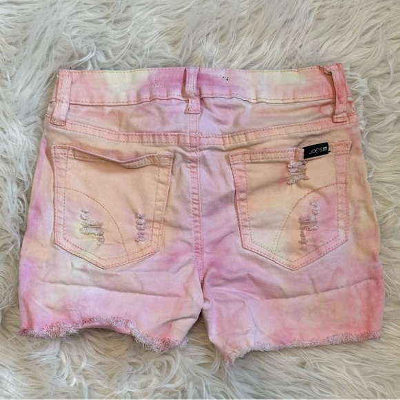 Joe's Jeans Harlow Denim Shorts Girl's 14‎ Rainbow Tie Dye Frayed Hem Buttoned - Picture 5 of 9